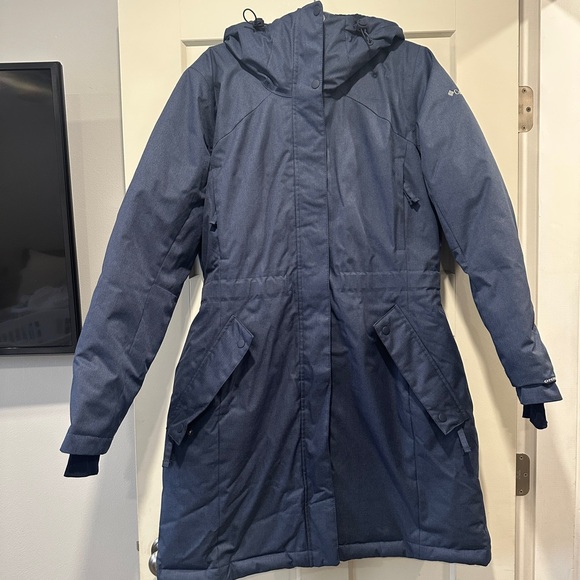 Columbia Jackets & Blazers - Columbia Navy Blue Hooded Parka Omni heat infinity Juniper ridge